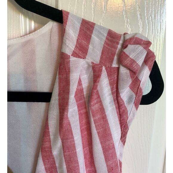 NWT Listicle Red & White Striped Wrap Dress Puff Cap Sleeves - Size Small - Picture 7 of 11